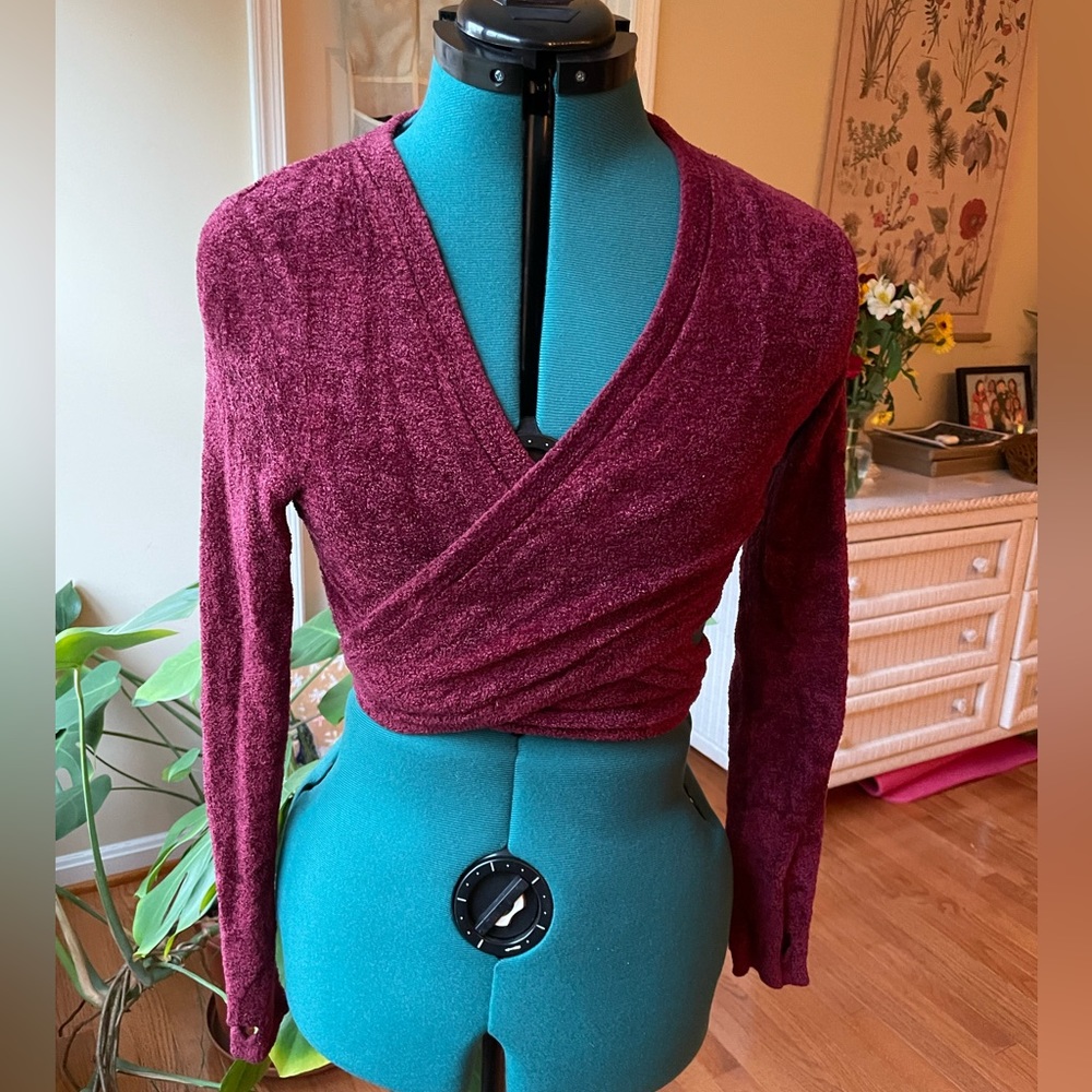 Womens Maroon Tie Sweater
